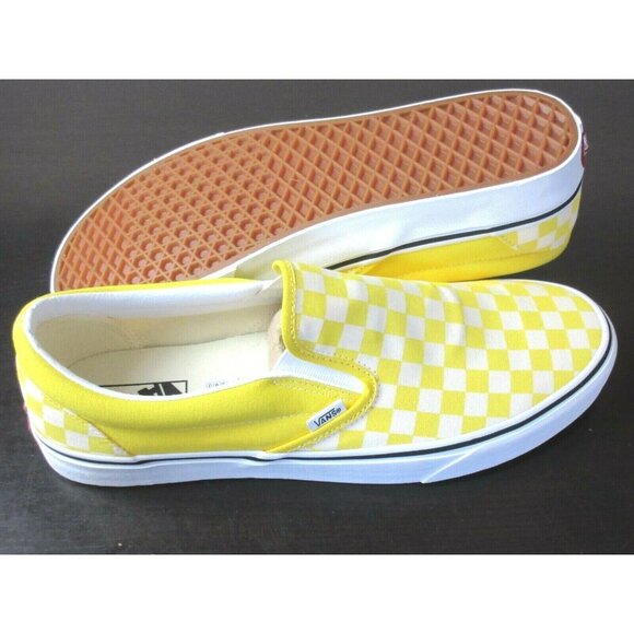 COPY - Vans Men's Classic Slip On Cyber Yellow White Checkerboard Shoes Sizes - Picture 2 of 5